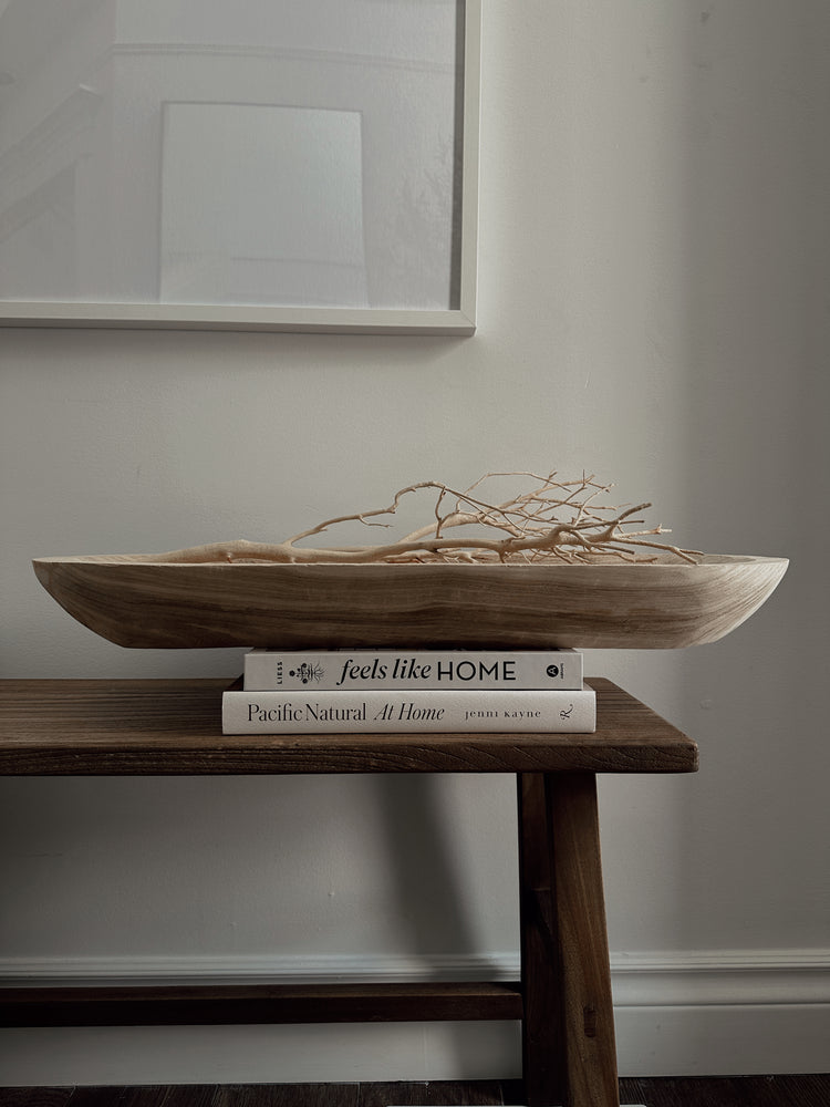 long paulownia wood dough bowl