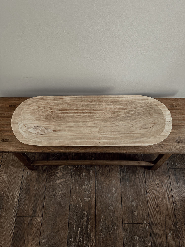 long paulownia wood dough bowl