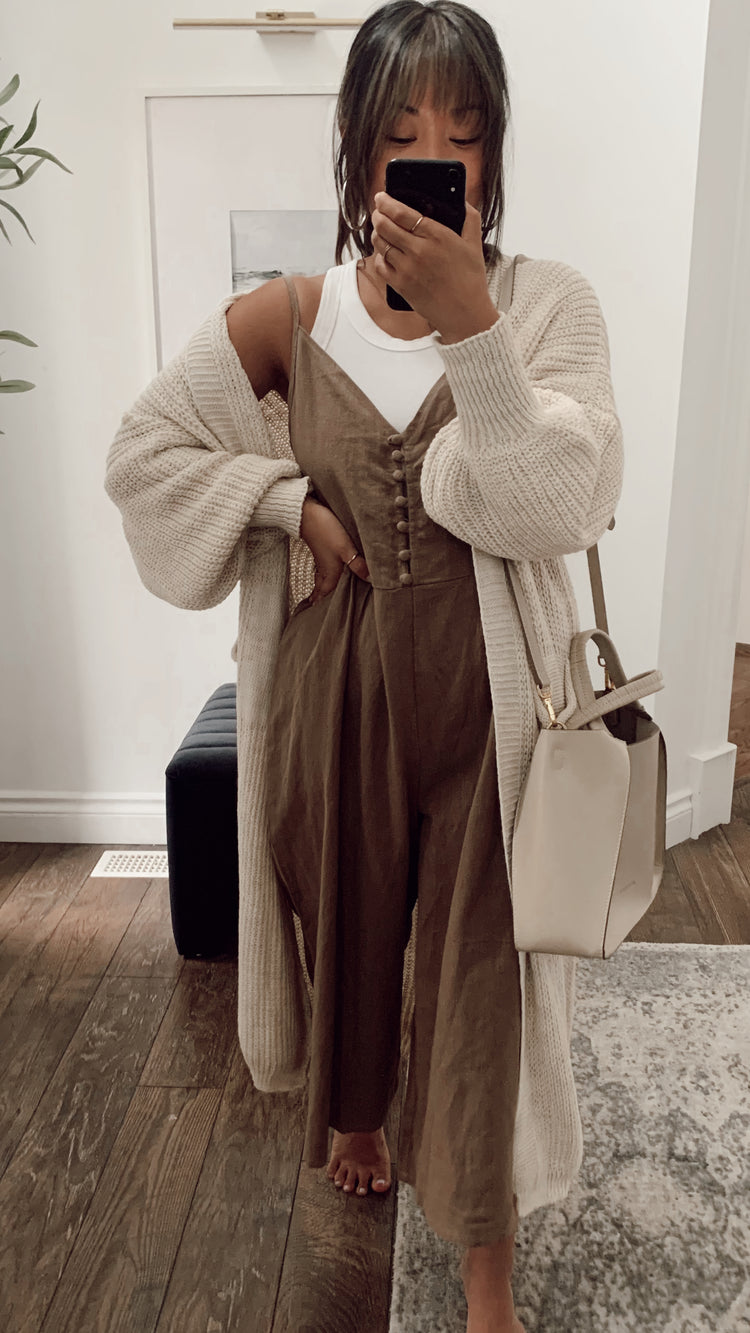 knitted maxi-length cardigan sweater