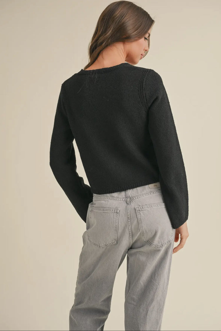 hooked long sleeve knit sweater