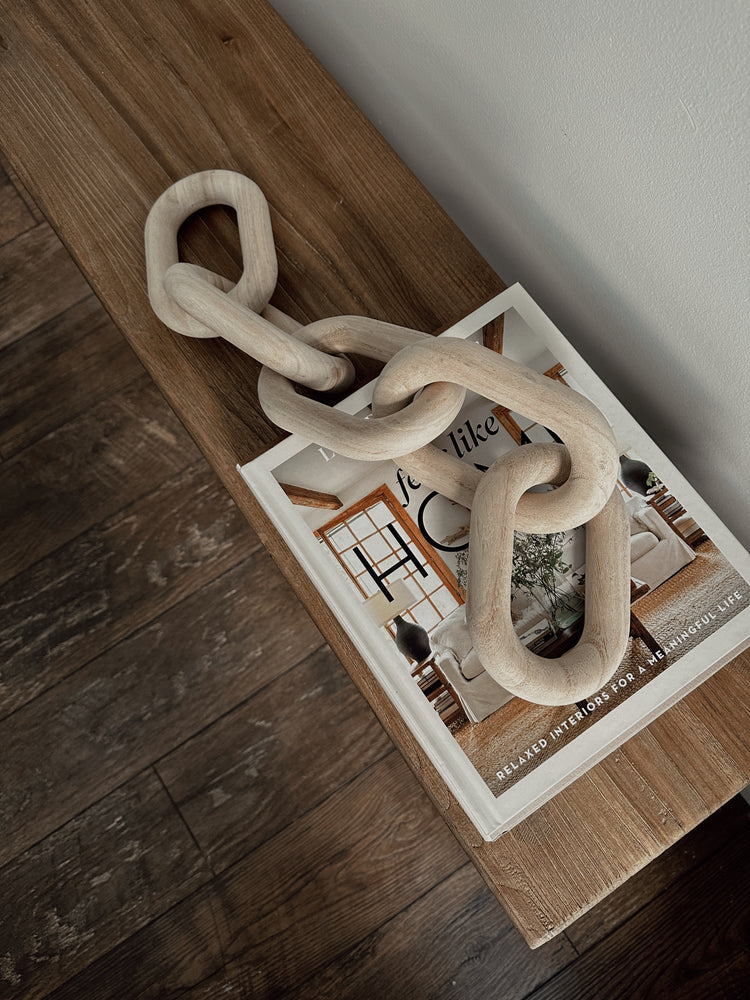 carved wood links in natural