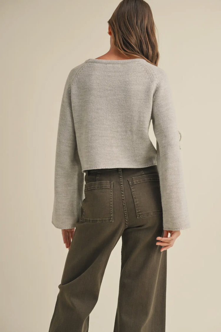 sleeve tie crop sweater