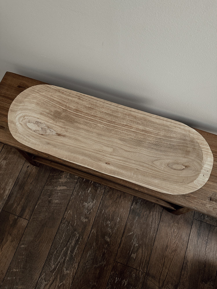 long paulownia wood dough bowl