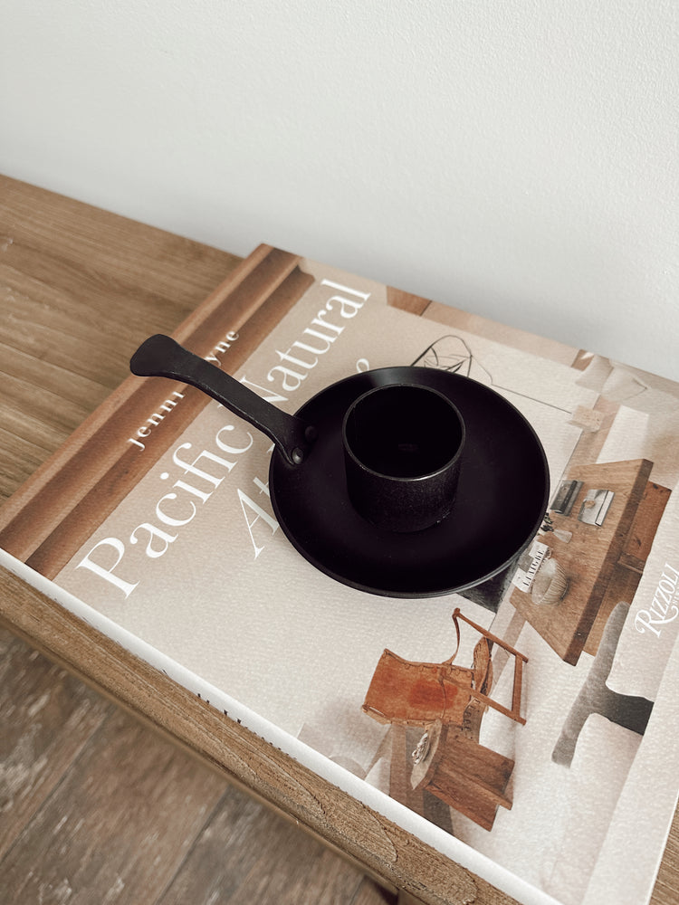 black candle holder with handle