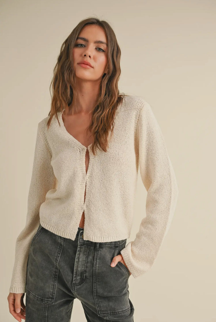 hooked long sleeve knit sweater