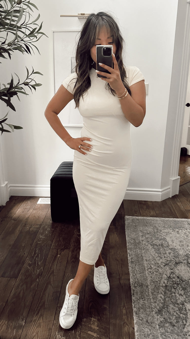 cap sleeve midi dress