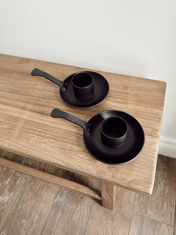 black candle holder with handle