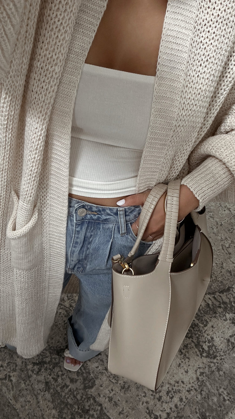 knitted maxi-length cardigan sweater