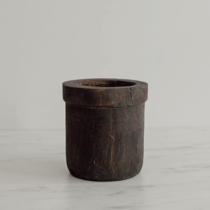 burnt wood storage pot