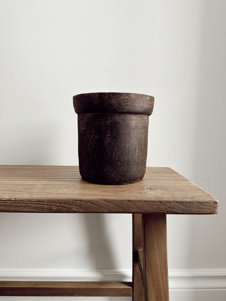 burnt wood storage pot