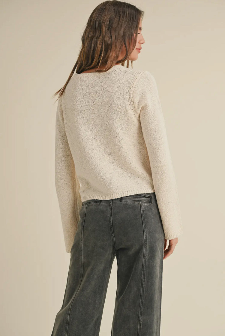 hooked long sleeve knit sweater