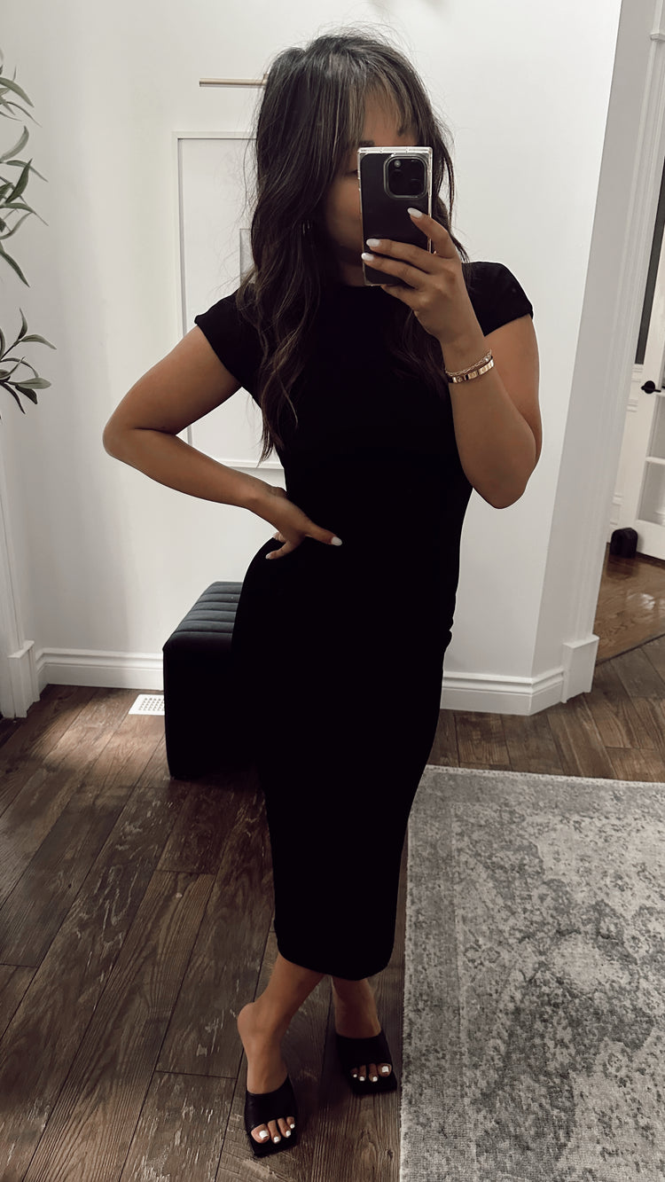 cap sleeve midi dress