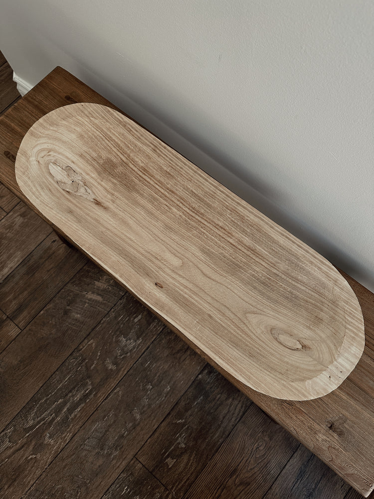 long paulownia wood dough bowl