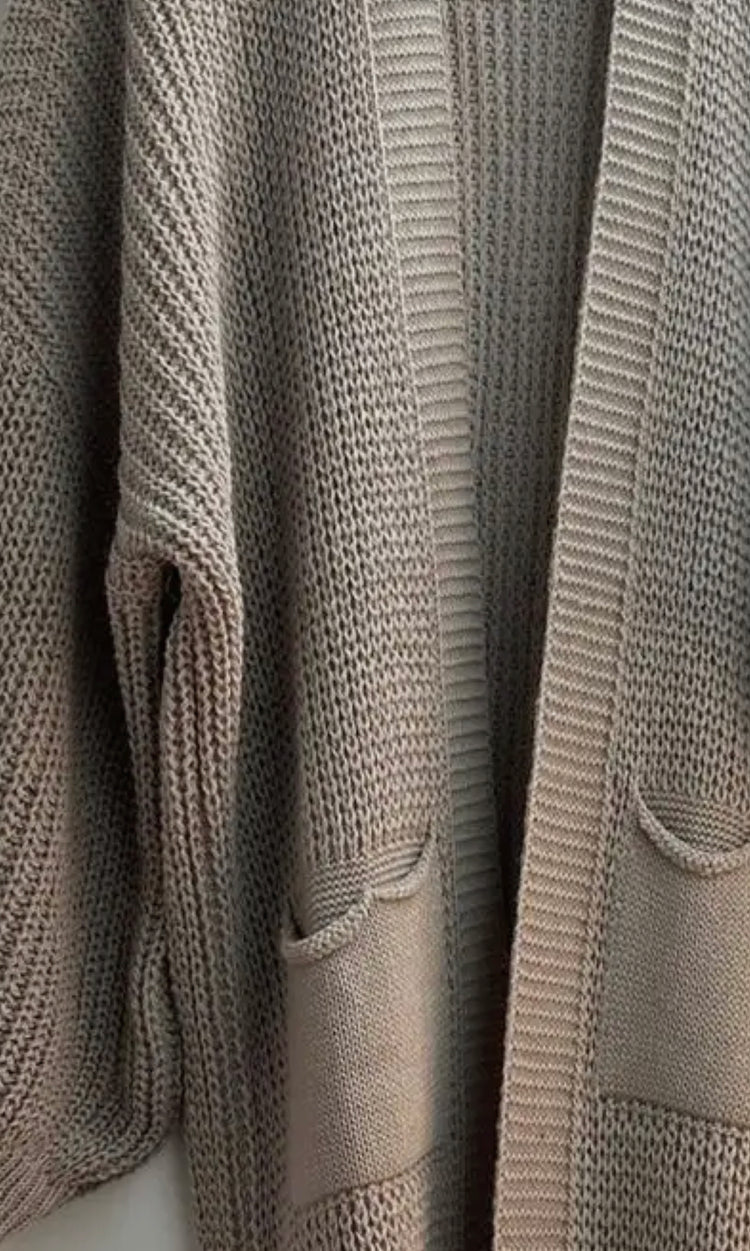 knitted maxi-length cardigan sweater