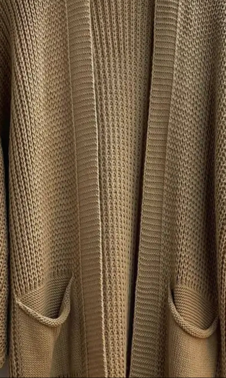 knitted maxi-length cardigan sweater