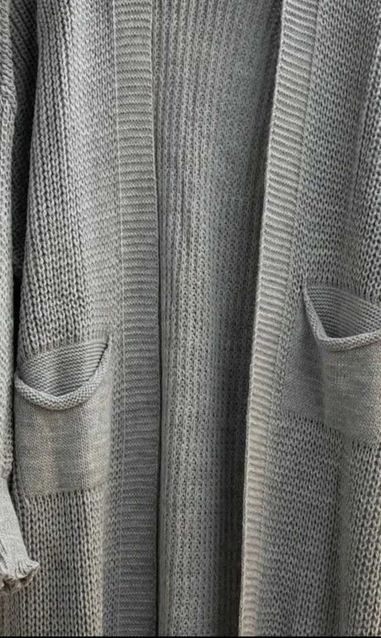 knitted maxi-length cardigan sweater