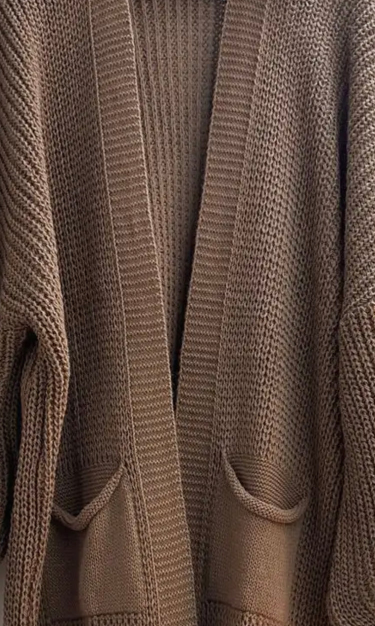 knitted maxi-length cardigan sweater