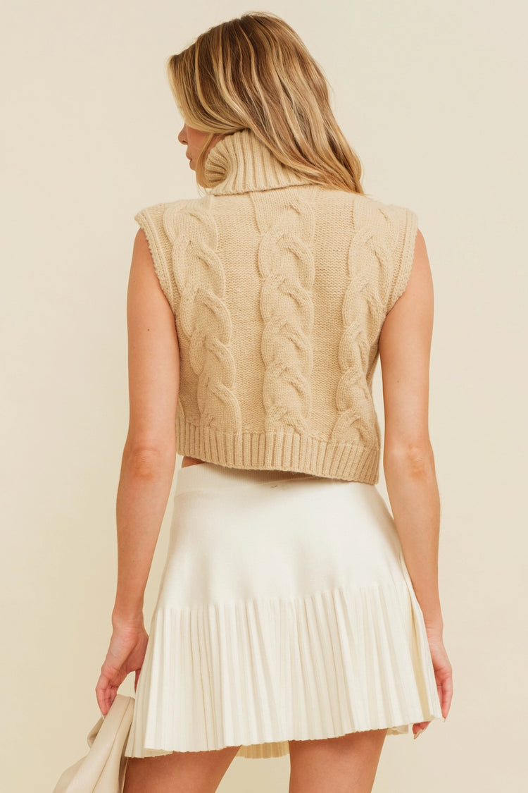 cable knit turtle neck sweater vest