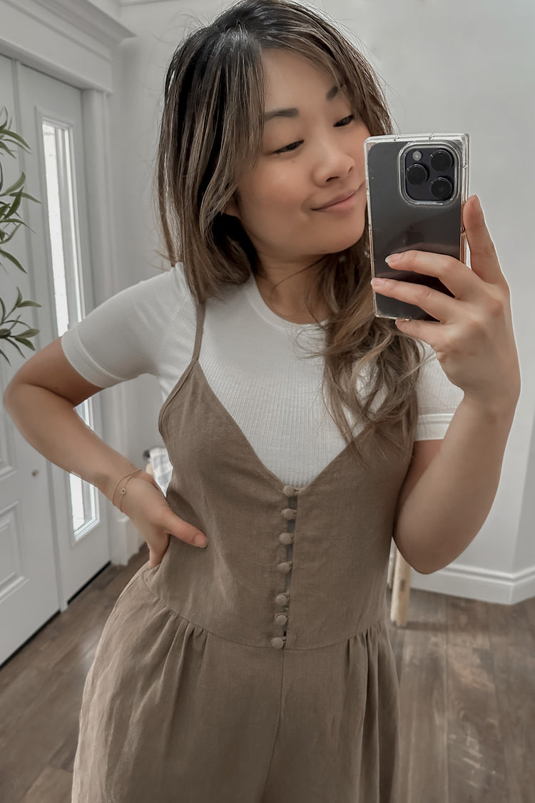 button up wide leg jumpsuit