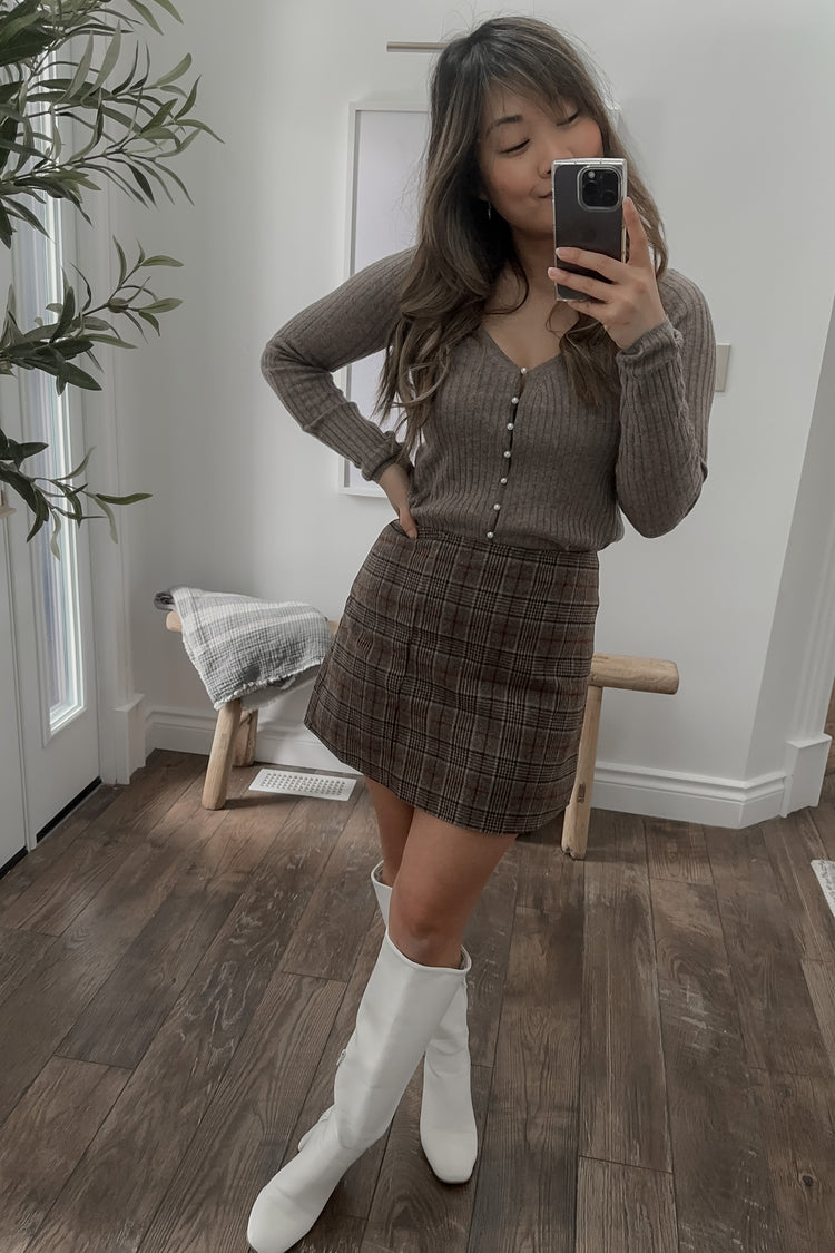 plaid wool mini skirt