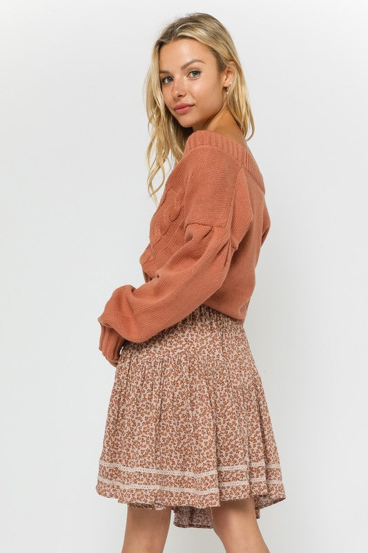 floral mini skirt