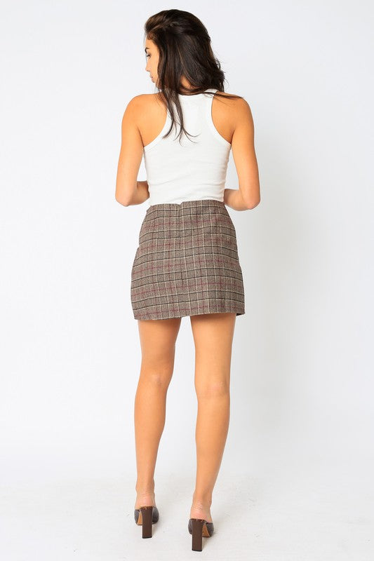 plaid wool mini skirt