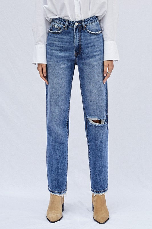 high rise straight jeans