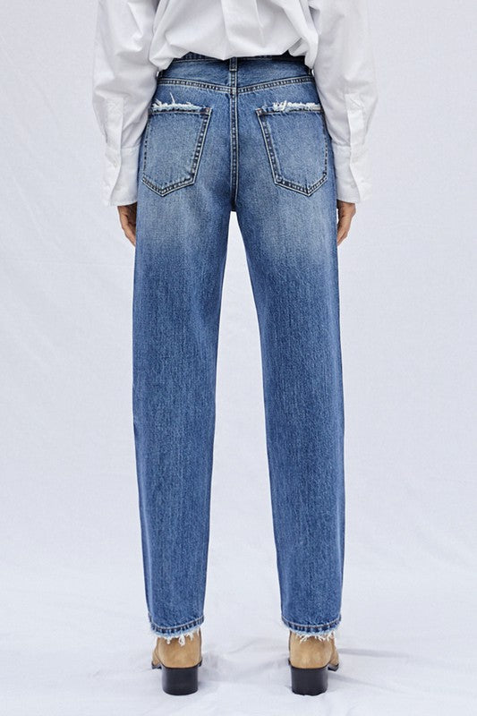 high rise straight jeans