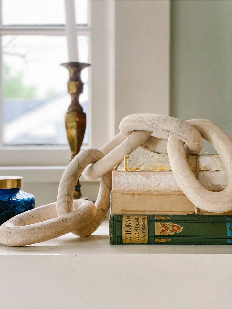 carved wood links in natural