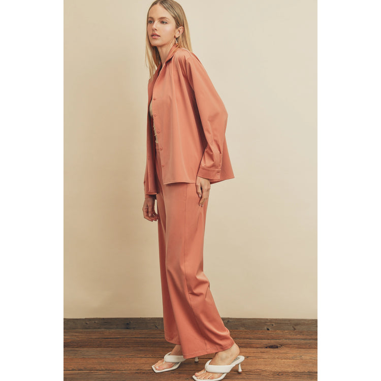 satin pants in sienna