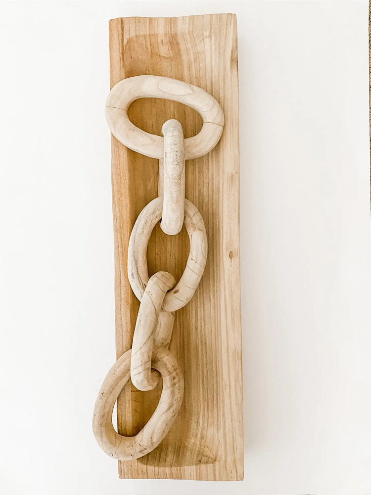 carved wood links in natural