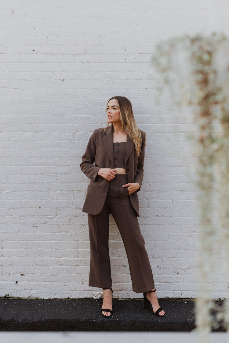 buttoned crop top in cedar