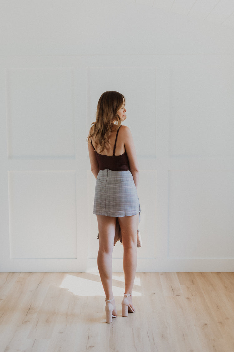 plaid mini skirt in grey