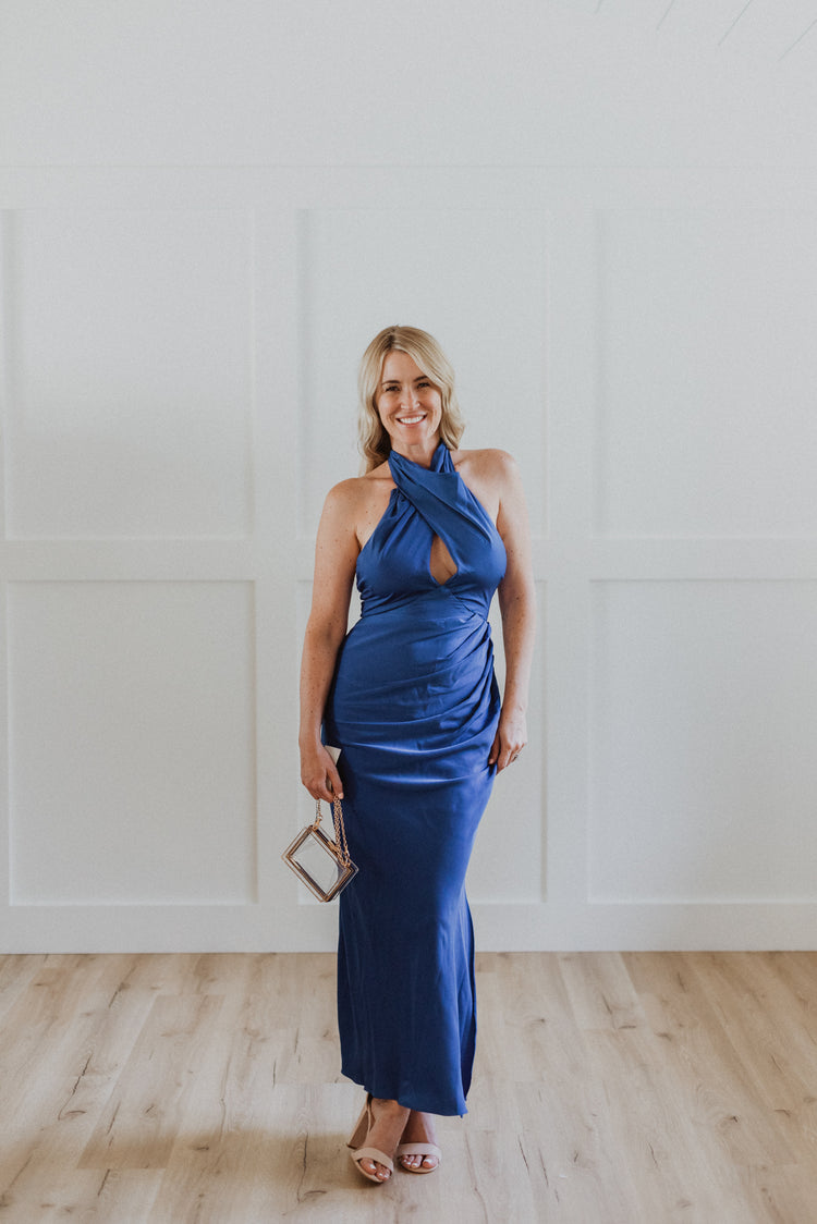 satin halter dress