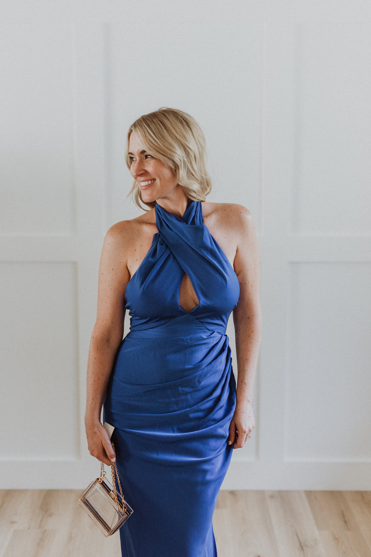 satin halter dress