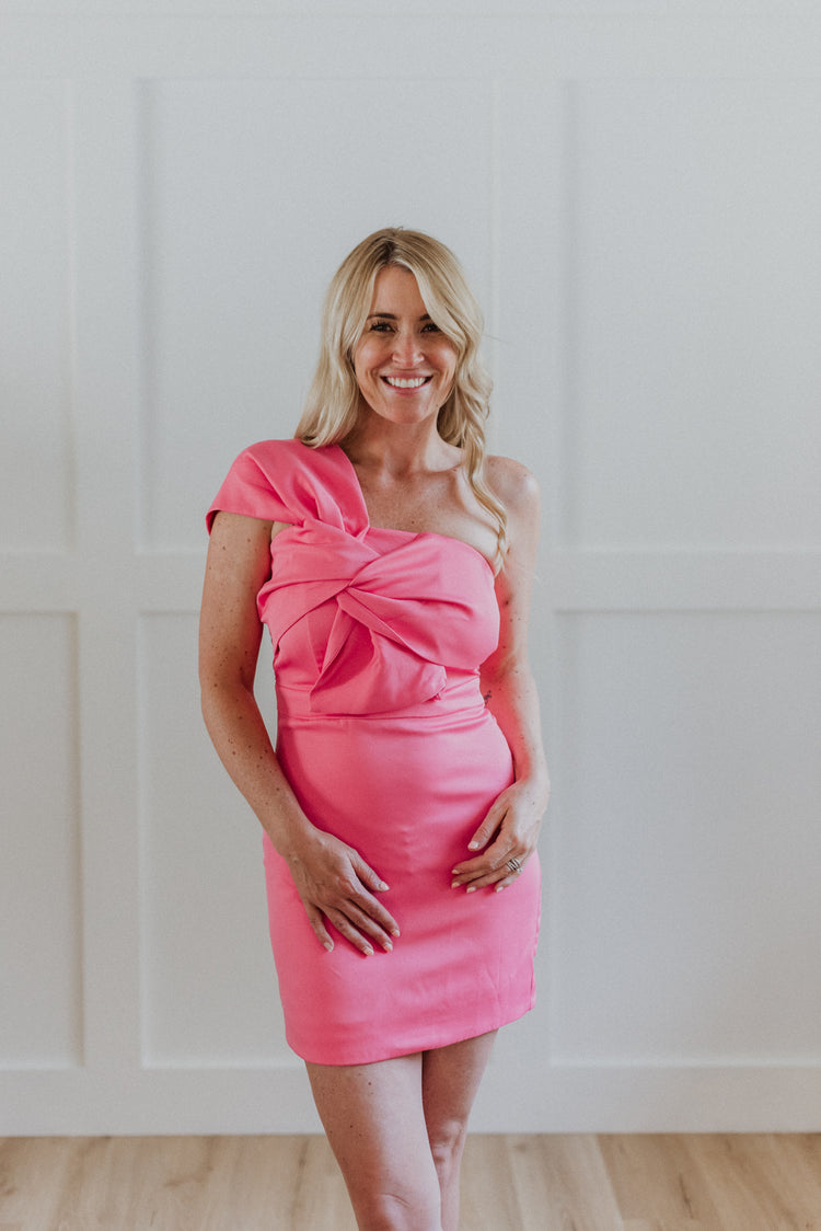 wrapped top one shoulder dress