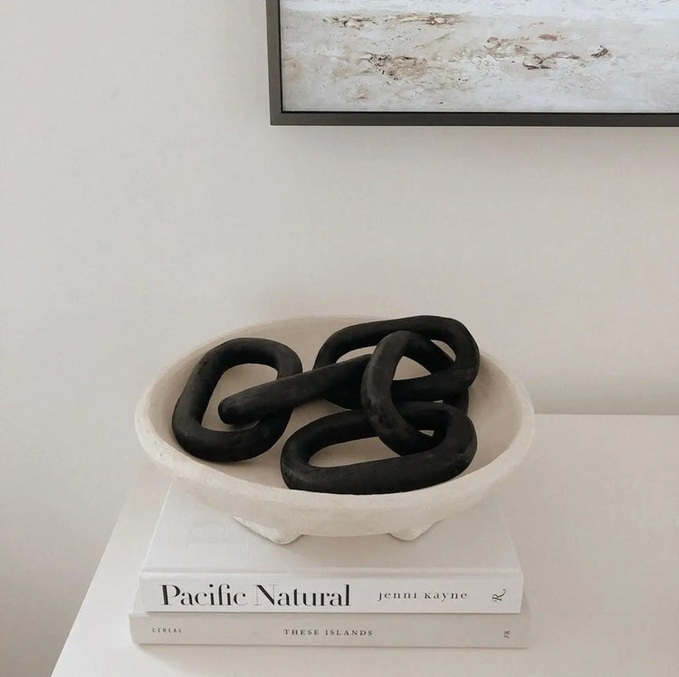 carved wood links in black