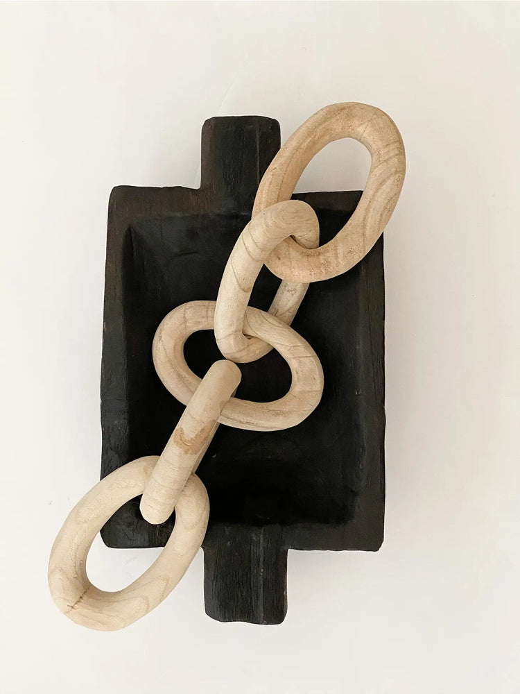 carved wood links in natural