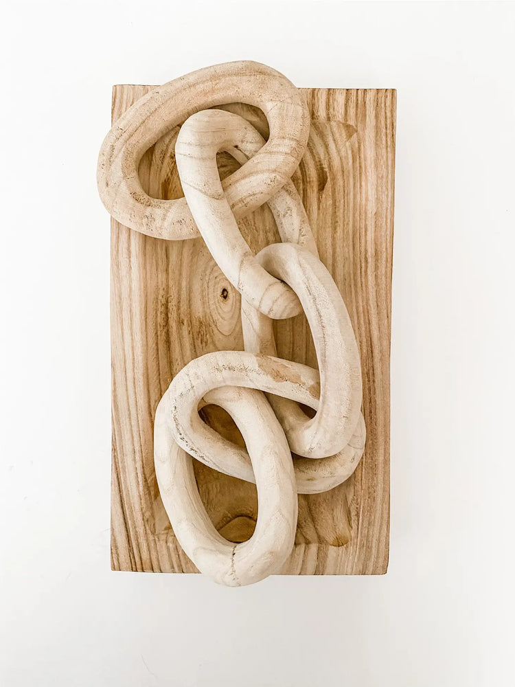 carved wood links in natural