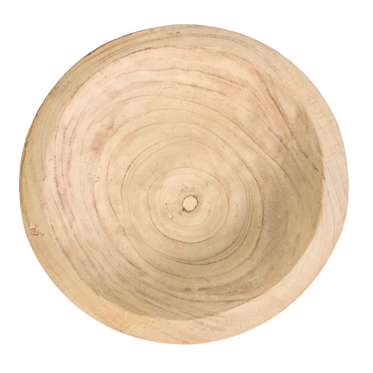 large round paulownia wood bowl