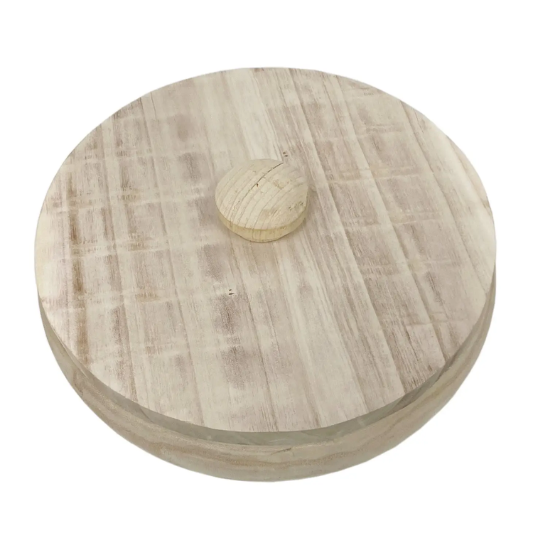 lidded large paulownia wood bowl