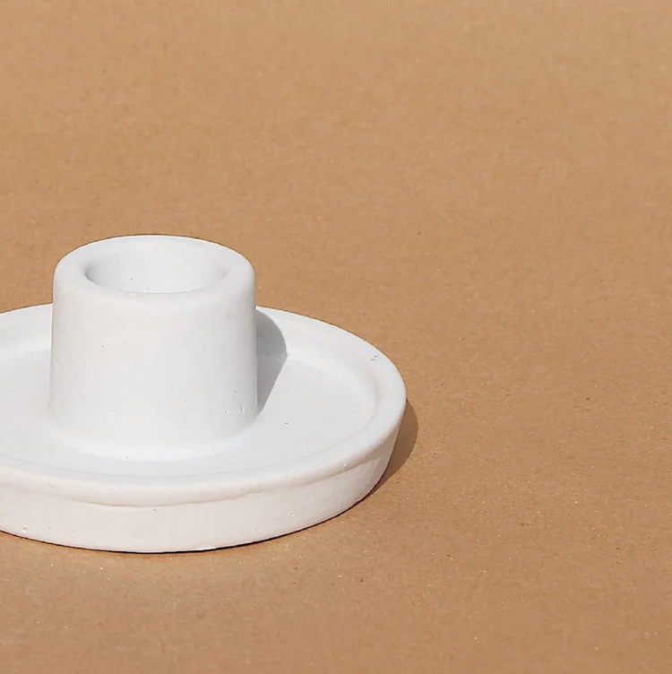 minimal ceramic candle holder in cement