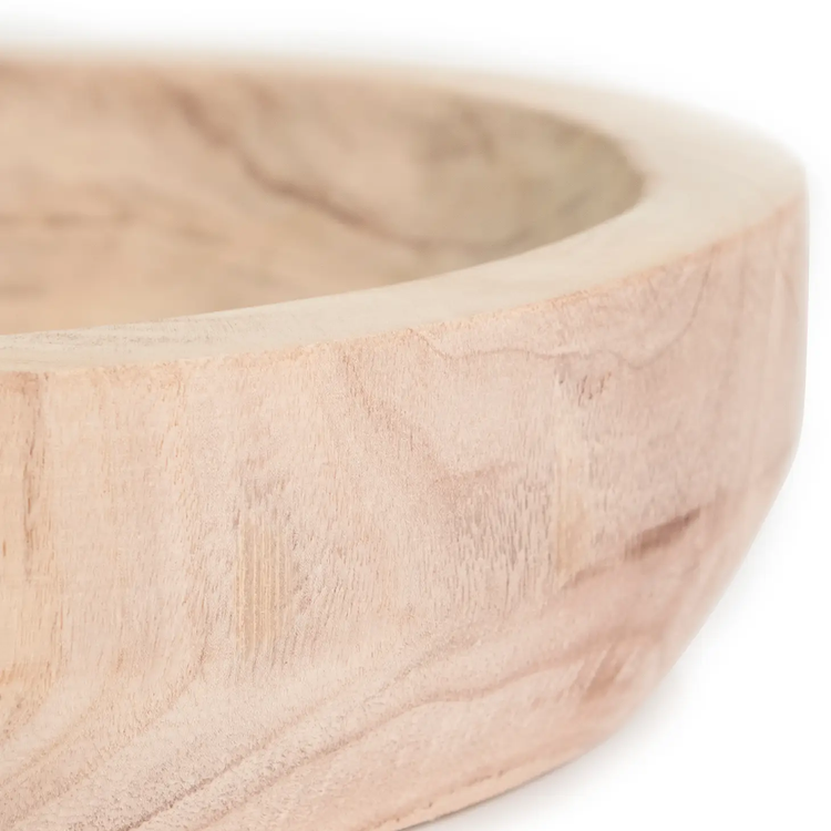 large round paulownia wood bowl