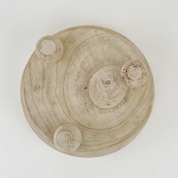 footed paulownia wood bowl