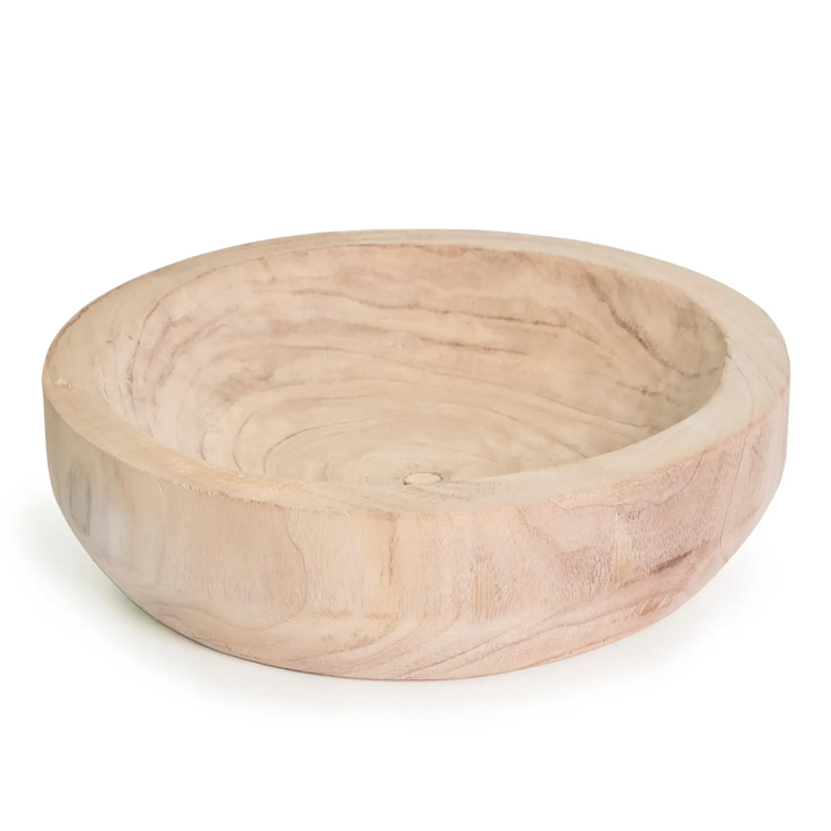 large round paulownia wood bowl