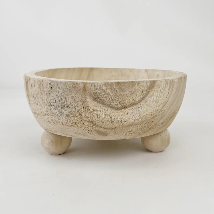 footed paulownia wood bowl