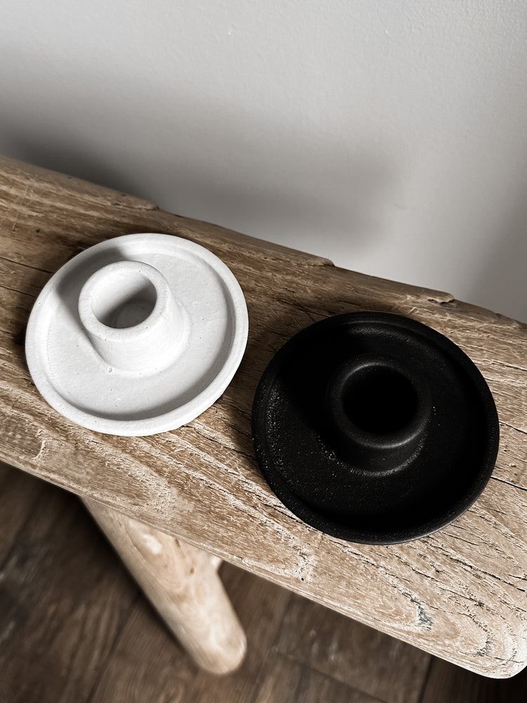 minimal ceramic candle holder in cement