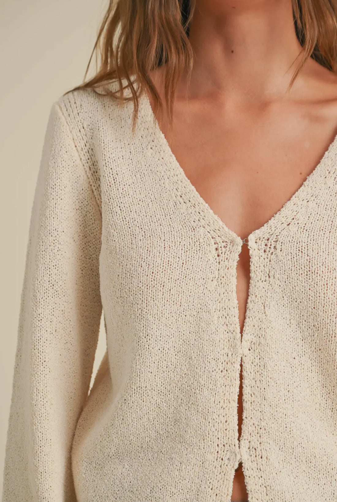 hooked long sleeve knit sweater LACE CHARM