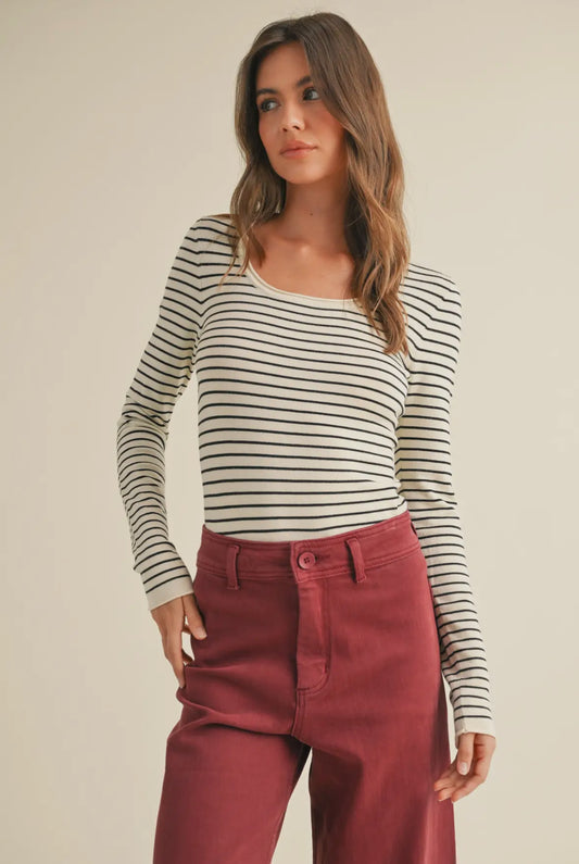 striped long sleeve knitted top