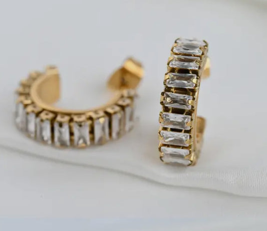 gold + crystal open earrings